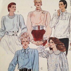 Vtg 1980s McCall's 3932  w Tie Bow Pattern Sz 12  34" Bust Shoulder Pads